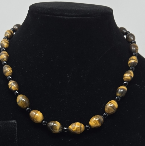 Vintage Tiger Eyes Necklace-2 Pairs of Pierced Earrings Fashionable Brown Swirls - Picture 6 of 11